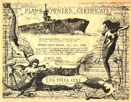 Plank Owner's Certificate